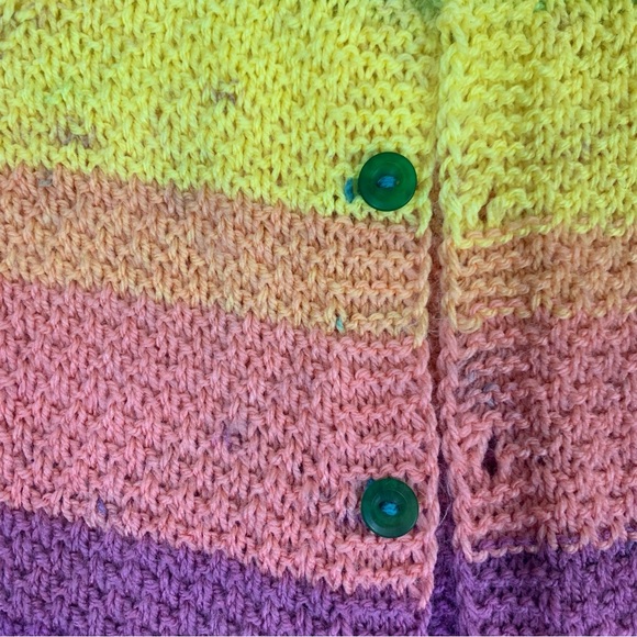 Charming Handmade Girl’s Knitted Long Sleeve Button Front Cardigan Sweater - Picture 8 of 13